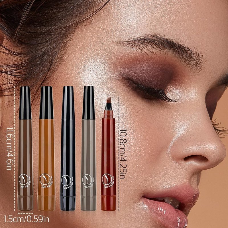 Microblading Eyebrow Pencil, 2024 NEW Magic Eyebrow Tattoo Pencil 4 Fork Tip, Create Natural Hair-Like Brows, Waterproof Brow Pencil with Micro-Fork Tip (Dark Brown)