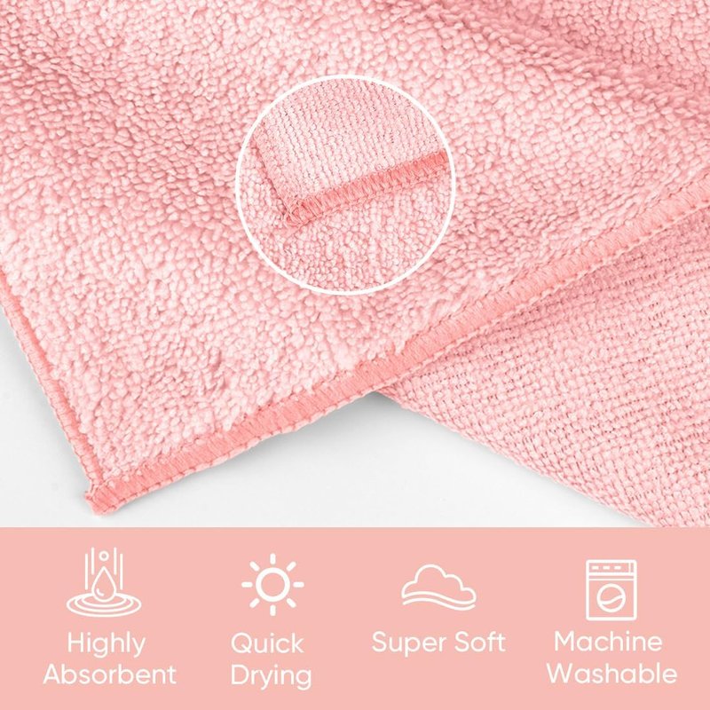 HOMEXCEL Microfiber Washcloths - 12 Pack of Soft, Highly Absorbent Face Towels | Multi-Purpose, 12x12 Inch, Pink