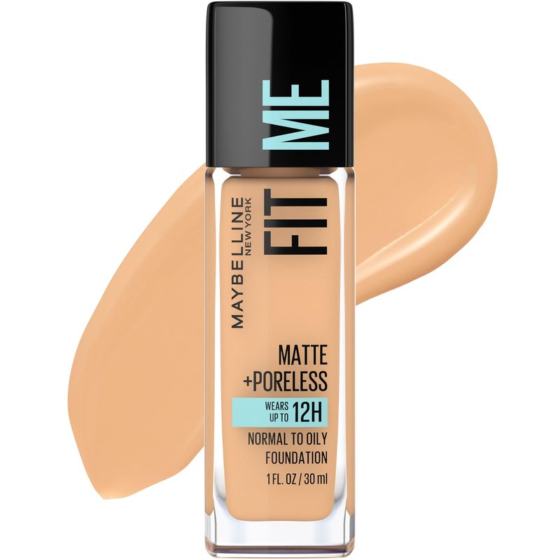 Maybelline Fit Me Matte + Poreless Liquid Foundation Makeup, Natural Buff, 2 COUNT Oil-Free Foundation