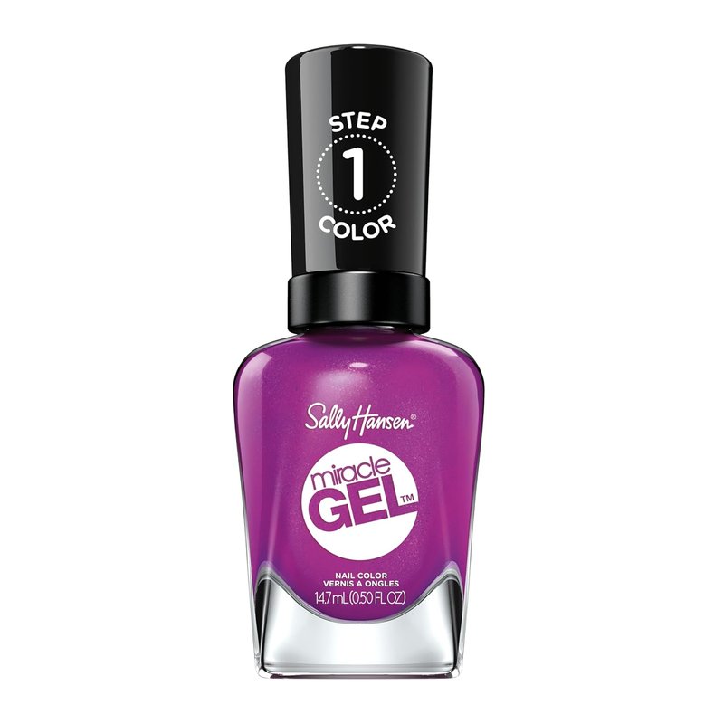 Sally Hansen Miracle Gel Nail Polish - Long-Lasting Gel-Like Formula | Opaque Shimmery Purple | 529 Hunger Flames