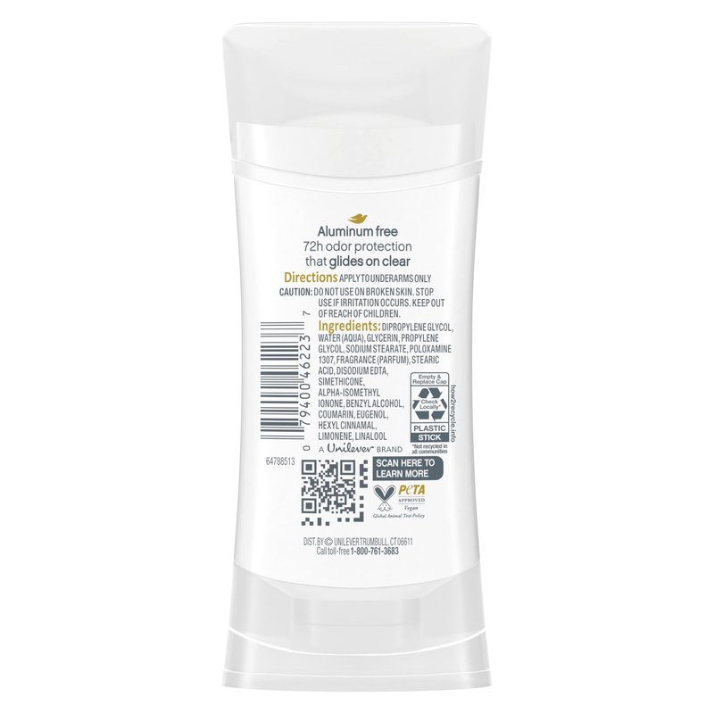 Dove Aluminum Free Deodorant for Women Coconut and Pink Jasmine 72 hour odor protection 2.6 oz