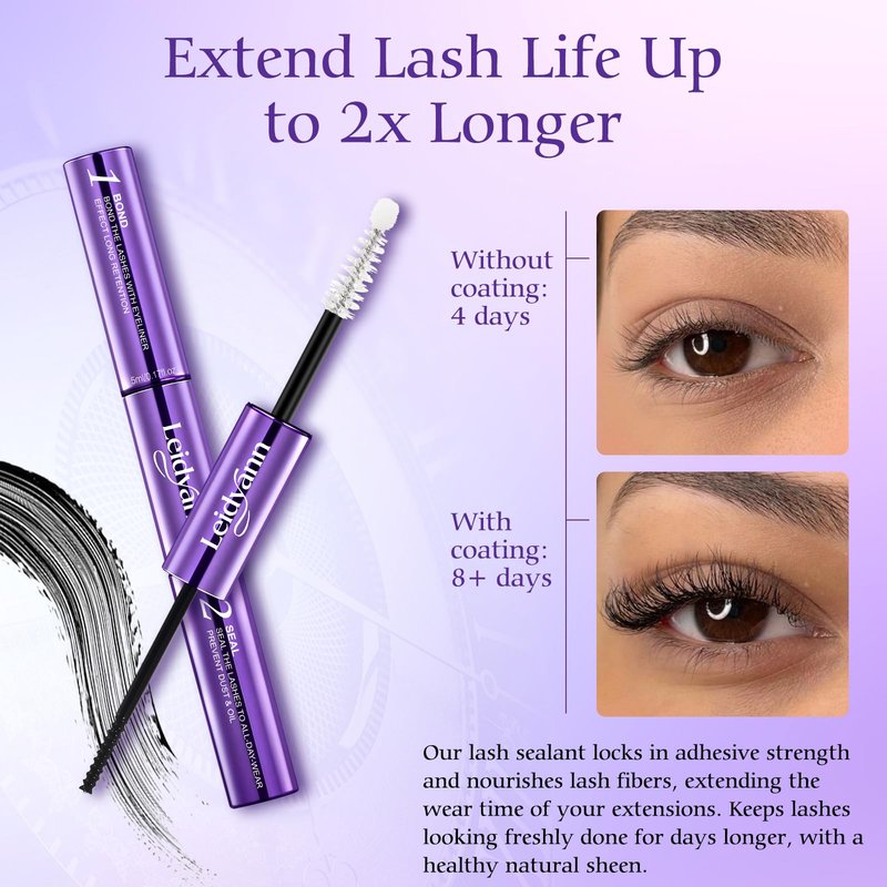 Lash Cluster Glue Bond and Seal 2-in-1 Eyelash Extension Adhesive, Waterproof Lash Glue for Cluster Lashes, Up to 72H Strong Hold, Easy Brush Applicator, Long-Lasting Natural Look