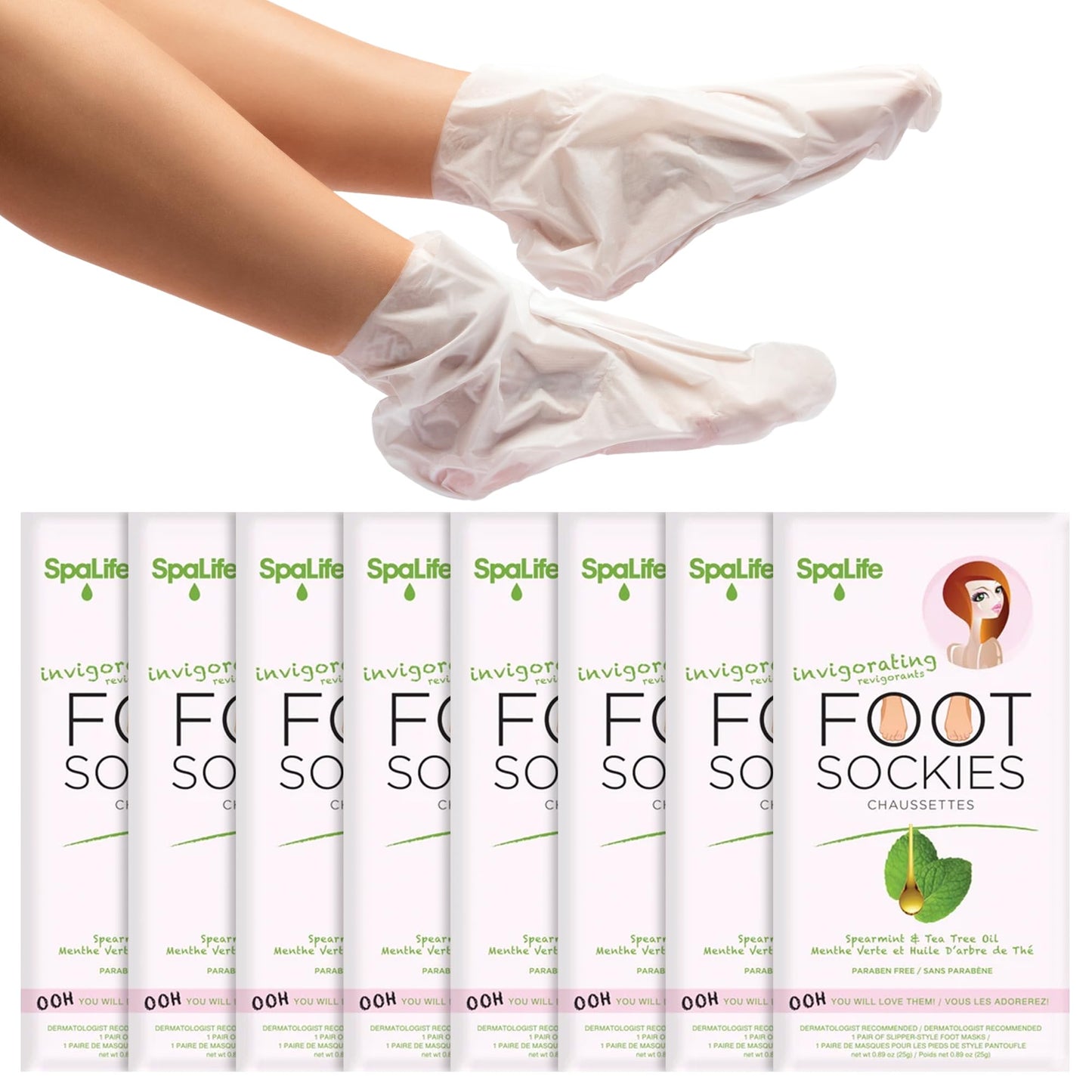 SpaLife Moisturizing Foot Sockies | Foot Mask For Dry Cracked Feet | Tea Tree Oil Softening Booties | Callus Remover Alternative | Self Care Gifts for Women | 8 Pack