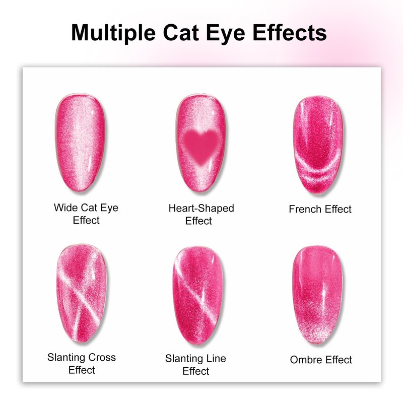 HungGato 4-in-1 Cat Eye Nail Magnet Tool with Heart Shape, Magnetic Nail Art Pen Stick for 3D Cat Eye Gel Polish, DIY Nail Art Design, Salon and Home Manicure Supplies