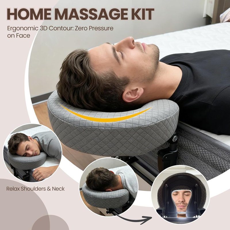 Skiennix Face Down Pillow - Heavy-Duty Steel Massage Headrest for Vitrectomy Recovery | Adjustable & Foldable Cradle