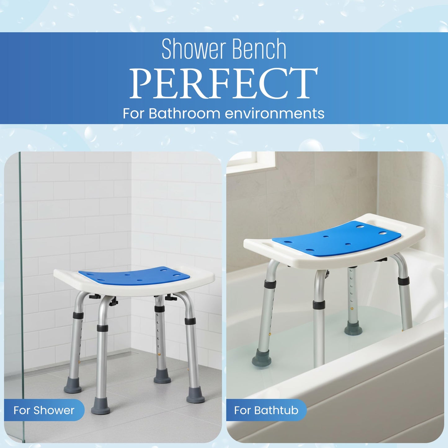 Dr.Kays Shower Chair for Inside Bathroom 350 lbs Shower Stool with Adjustable Height, Portable Heavy-Duty Bath Bench Padded Seat for Inside Tub Bathroom Chair for Elderly and Disabled FSA/HSA Eligible
