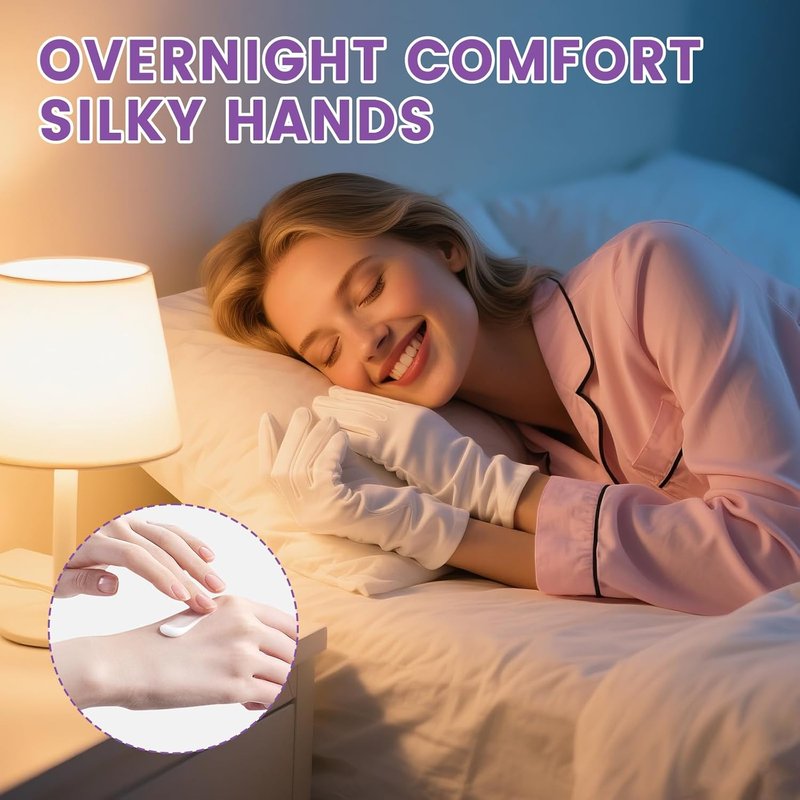 Skiennix 60 Pcs Cotton Gloves - Soft Moisturizing Overnight Spa Gloves for Eczema | Stretchable for Men & Women