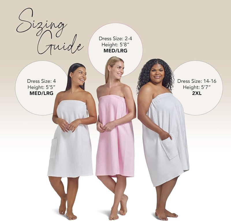 Boca Terry Women's Spa Wrap - 100% Cotton Towel Wrap for Spa, Shower & Bath | White, Medium/Large