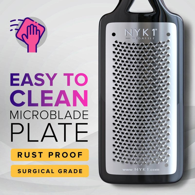 RUSTPROOF Foot File Callus Remover for Feet with Skin Catcher (XL Size) NYK1 MEGAFILE Foot Callus Remover for Wet & Dry Use - High-Performance Feet Scrubber with Textured Grip for Non-Slip Control