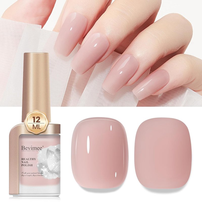Quick Dry Nail Polish - Sheer Nude Holographic Color | High Coverage, Water-Based, 12ML