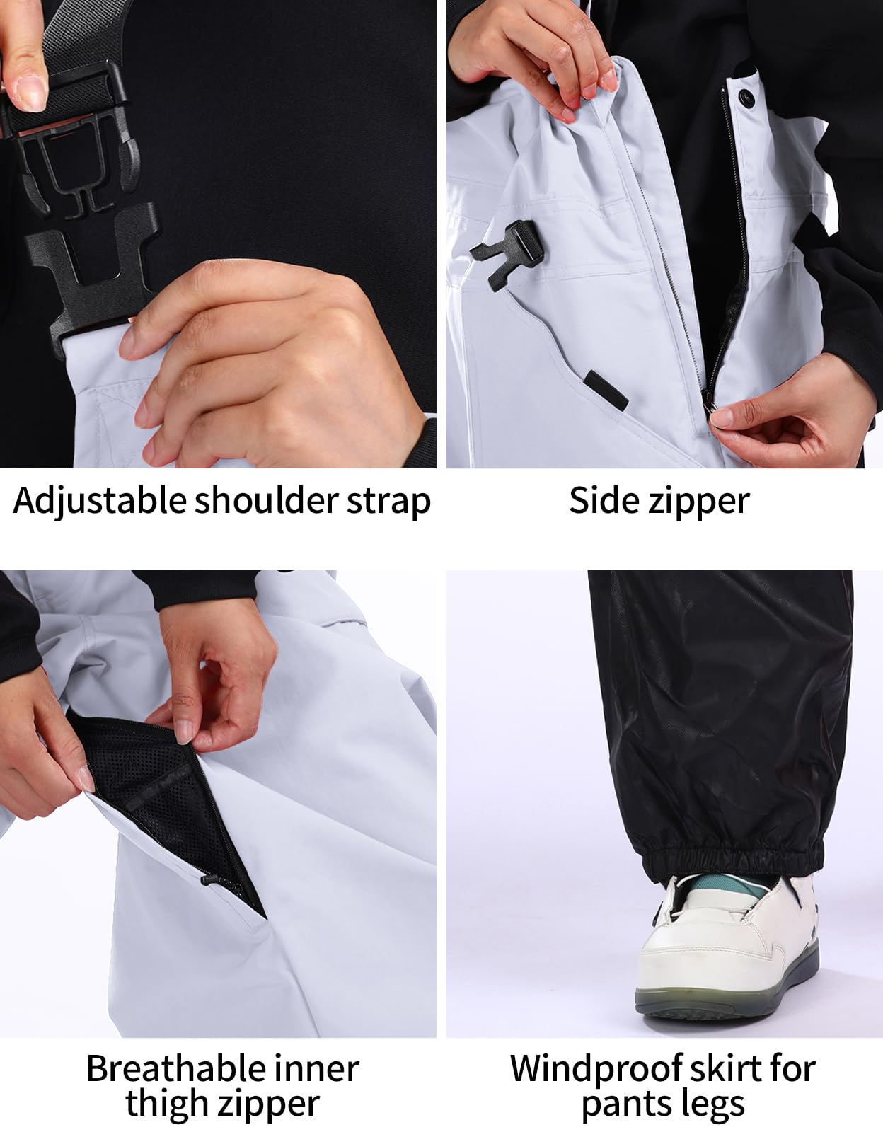GSOU SNOW Women Snow Bibs Pants Baggy Snowboard Pant Ski Pants Bibs Overalls Waterproof Windproof Insulated