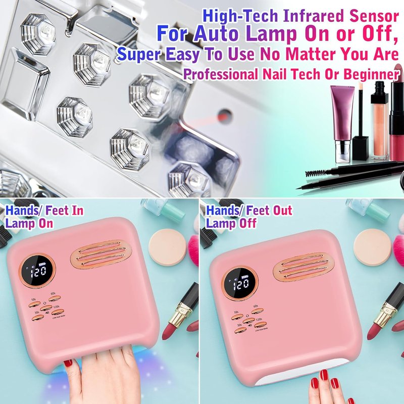 Cordless UV LED Nail Lamp - 72W Rechargeable Gel Nail Dryer with Patented Replaceable Light Board - Extra Spare Panel Included - Professional Wireless Curing Lamp for All Gels & Salon