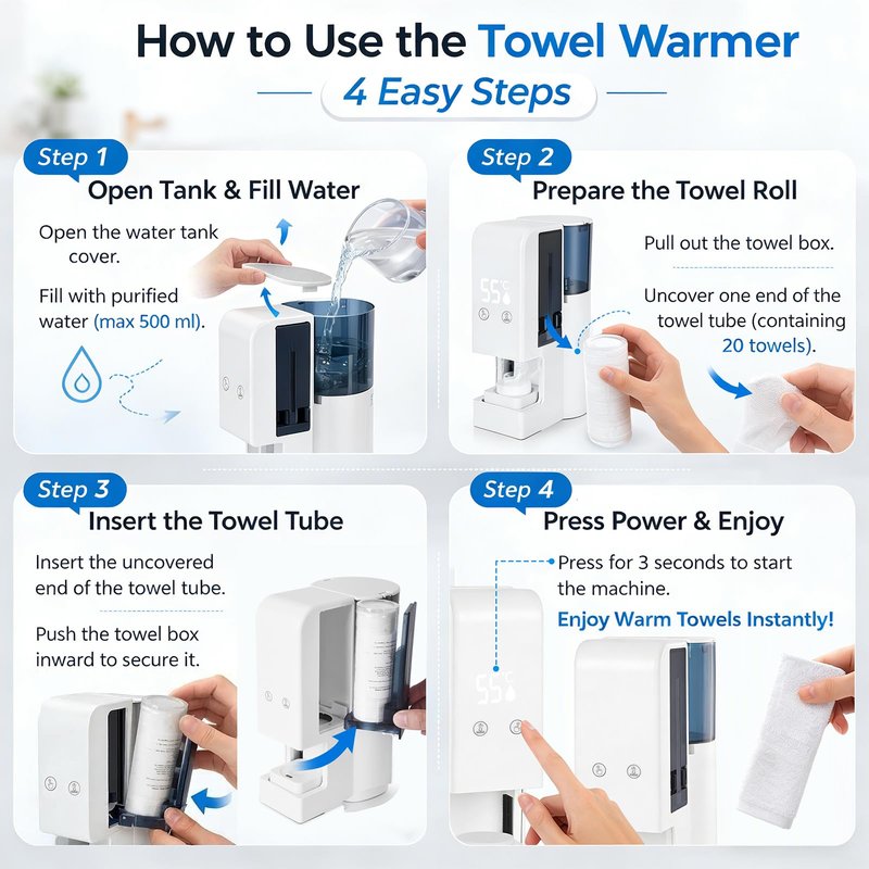 Hot Towel Dispenser,Upgraded Automatic Hot Face Towel Warmer Machine, 5s Instant Heat Facial Towel Warmer with 55°C (131°F) Voice Alert, Wall/Counter Use (100 Towels)