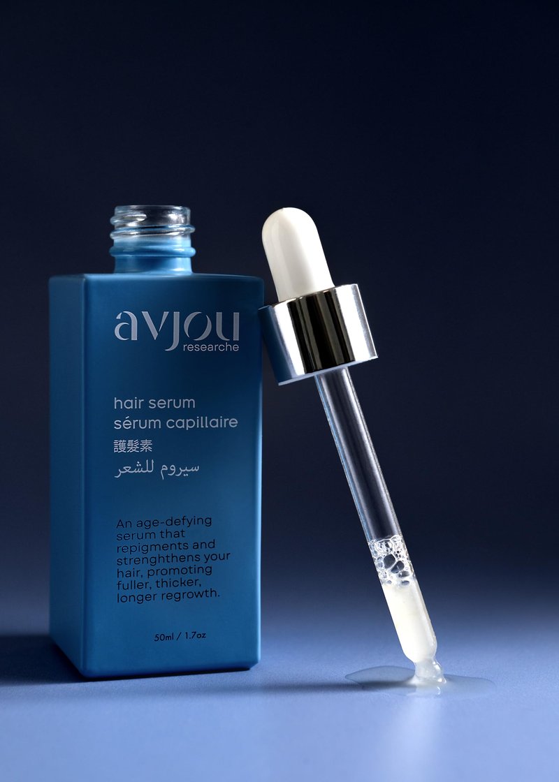 Avjou Researche™ Scalp Serum – Thicker, Fuller-Looking Hair + Targets Visible Signs of Premature Greying – 3 Patented Ingredients – Backed by Cosmetic Science – Oil-Free, All Hair Types, 1.7 oz