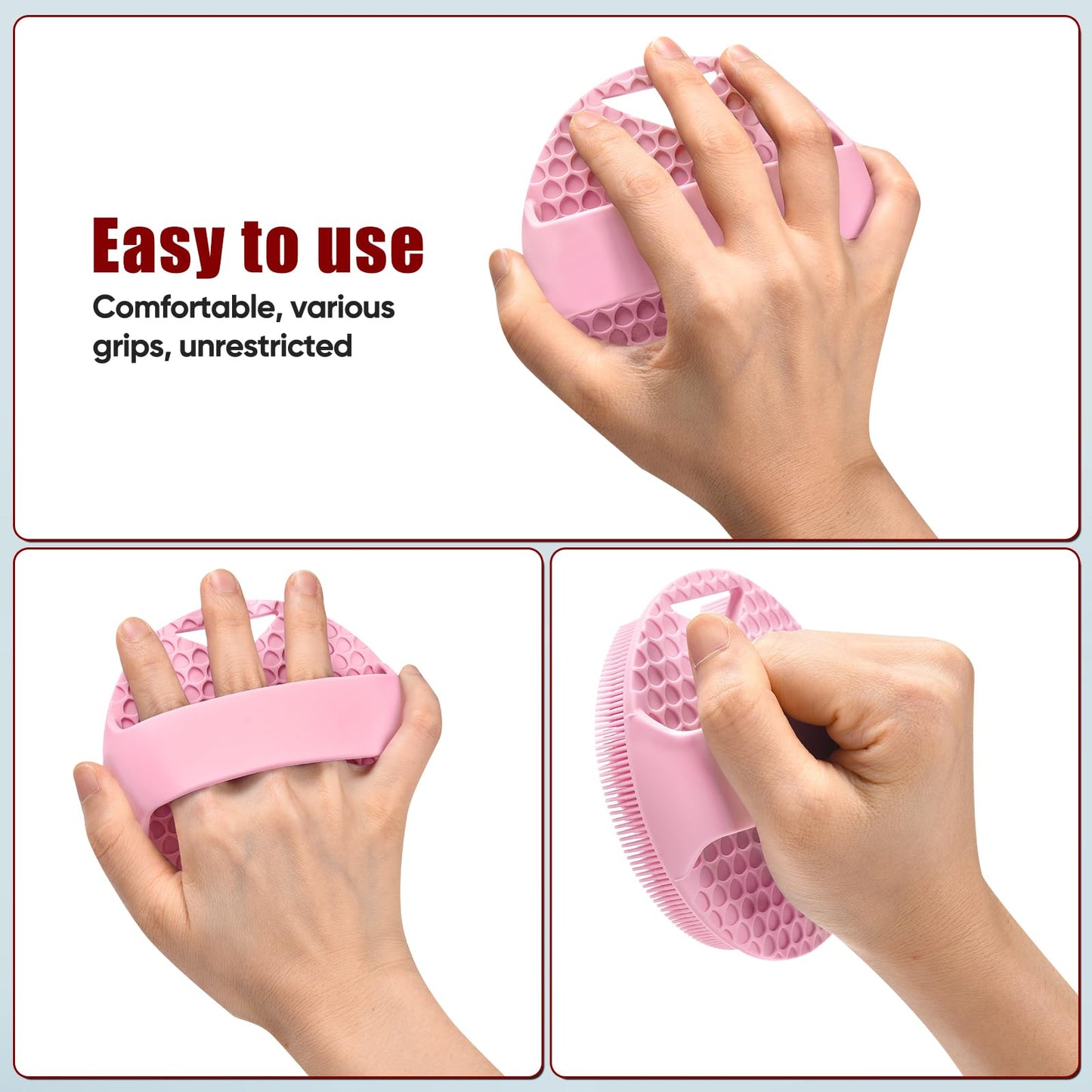 XCRUCC Silicone Body Scrubber - Anti Zinc Infused- Stiff & Soft Bristles Exfoliating Body Scrubber for Shower Body,Unblock Blood Circulation,Lymphatic Drainage - Pink