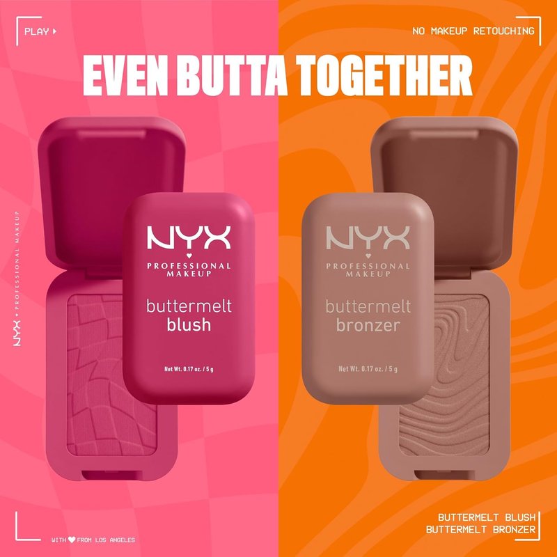 NYX Buttermelt Powder Blush - Fade & Transfer-Resistant Vegan Formula | Long-Lasting 12HR Wear