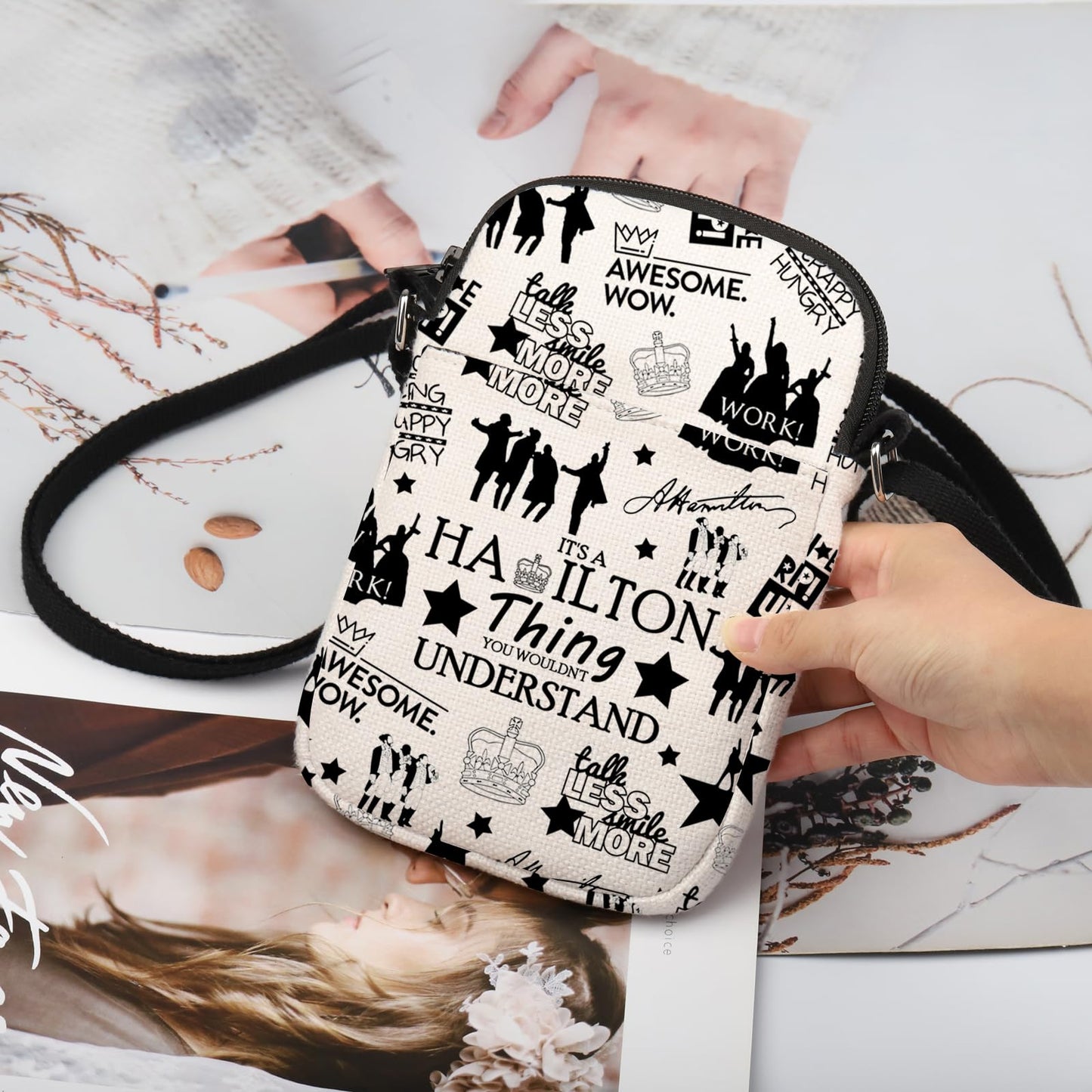 TSOTMO Musical Makeup Bag Musical Quote Cosmetic Bag Musical Inspired Gift For Women Musical Gift (A HAMI CR)