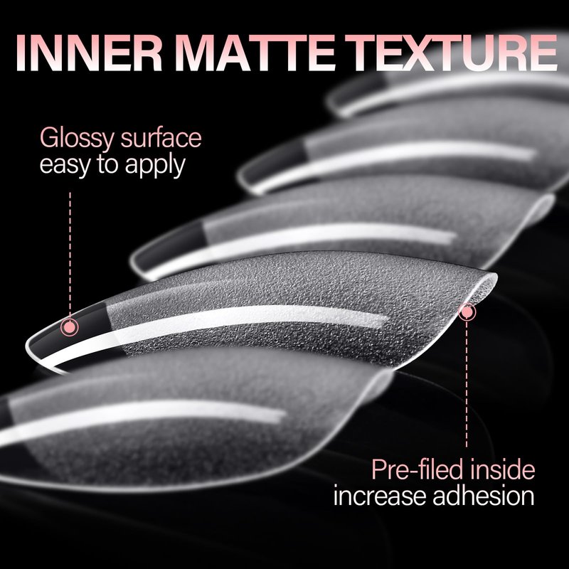 AILLSA Short Almond Nail Tips Pre-Shaped Acrylic Nail Tips Half Matte Full Cover Nails Tips Clear Gelly Press on False Tip Nail for Extension Nail Manicure Home DIY 240PCS 15Sizes