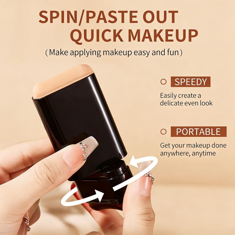 Flawless Hydrating Face Foundation Stick, Korean Lightweight Full-Coverage Cream-to-Matte Multi-Use Makeup for Dark Circles & Blemishes, Long-Wear Cream Stick with Brush, All Skin Types (02#Natural)