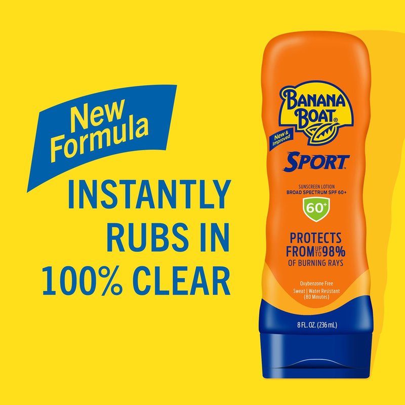 Banana Boat Sport Ultra SPF 60 Sunscreen Lotion, 8Fl Oz | Sport Sunscreen SPF 60 Lotion, Sunblock, Skin Sun Protection, Water Resistant Sun Care, 8Fl Oz
