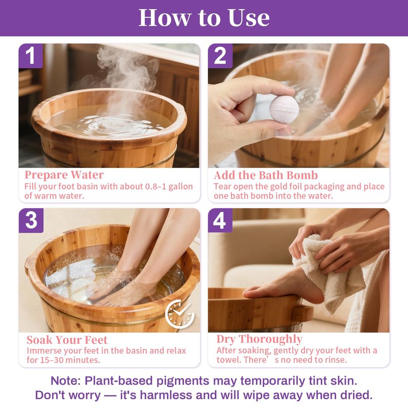 RAQEHO 12PCS Foot Bath Bombs - Rose Lavender Aromatherapy Foot Bath Soak Individually Wrapped with Sea Salt for Dry Cracked Feet Softener Exfoliator Odor Home Spa Essentials Pedicure Supplies
