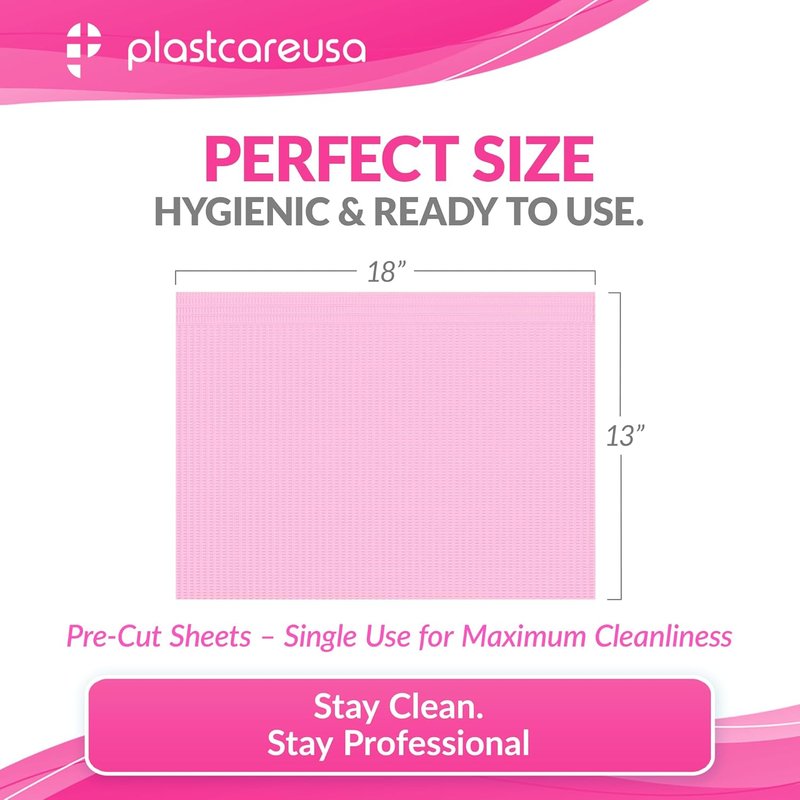 Regine Switzerland Disposable Nail Mats - 50 Pcs Waterproof Manicure Prep Pads | Pink 3 Ply Salon Paper Towels