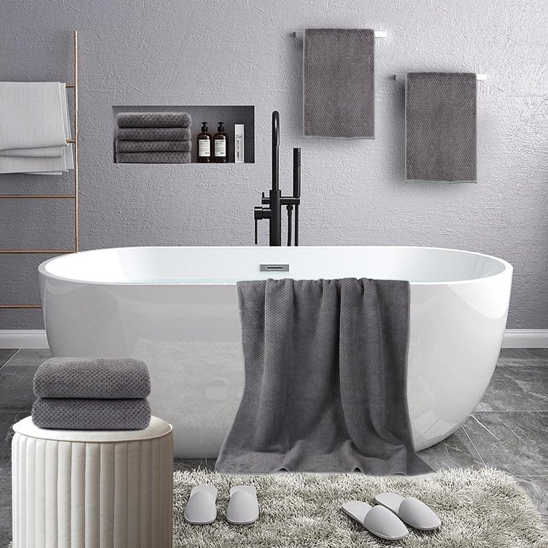 HOMEXCEL 8 Piece Bath Towel Set, Microfiber Bathroom Towel - 2 Bath Towels, 2 Hand Towels, and 4 Wash Cloths, Super Soft, Highly Absorbent Towels for Bathroom, Gym, Hotel, and Spa (Grey)