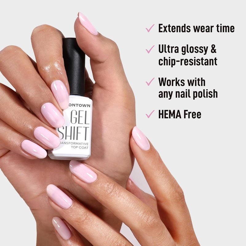 LONDONTOWN GelShift - Transformative UV Gel Top Coat for Nail Polish, High Gloss Long Lasting Manicure Nail Care, HEMA Free - .40 fl oz