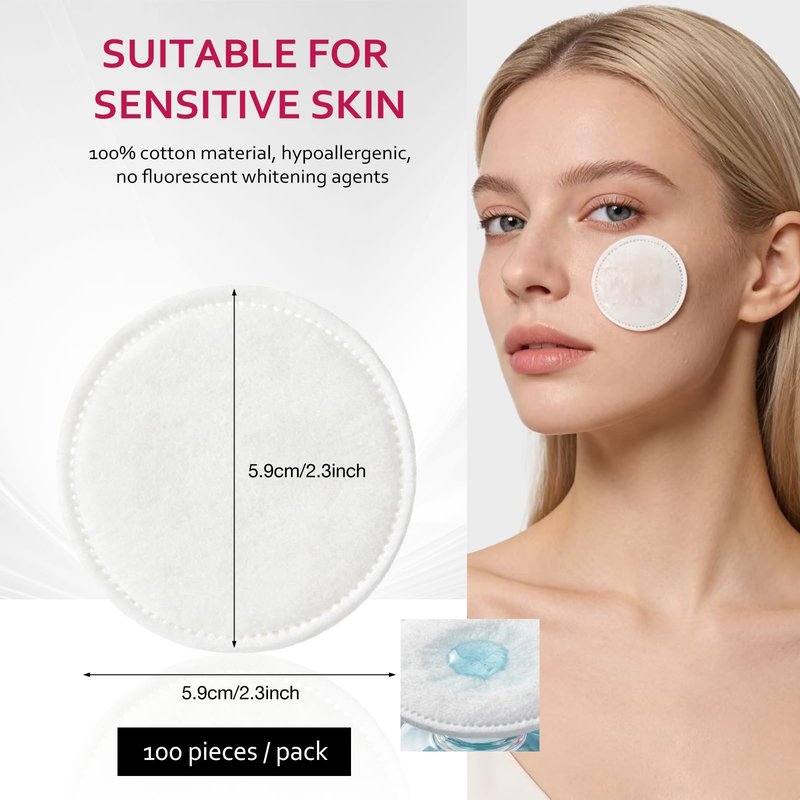 2000 PCS Ultra Soft Cotton Rounds, Stitched, Double-Layered, Hypoallergenic, Lint-Free, 20 Pack with 100 Count Each, Premium Facial Cleansing Pads for Face, Eye Makeup Removal