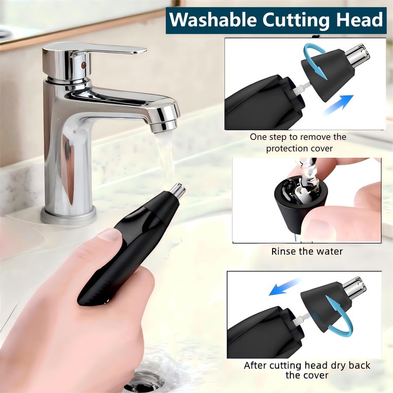 AsBellt Ear and Nose Hair Trimmer for Men, 2026 USB Rechargeable 3 in 1 Professional Painless Eyebrow & Facial Hair Trimmer for Men Women, Dual-Edge Blades, Powerful Motor, Easy Cleansing