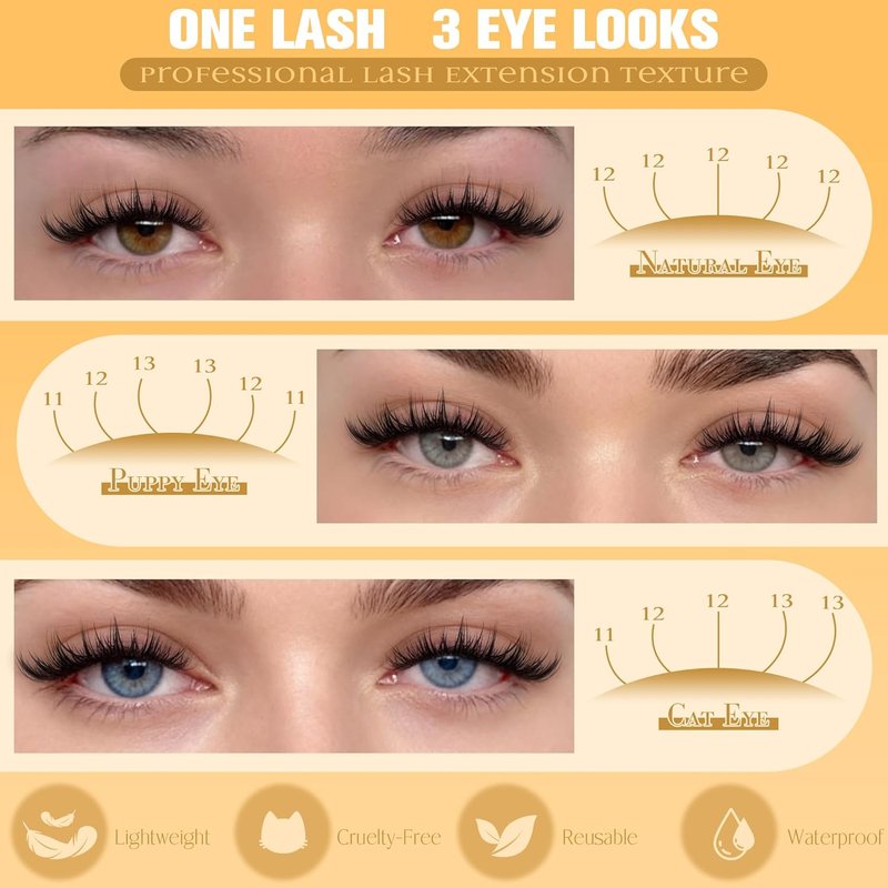 Ruairie Manga Lash Clusters - Natural Wispy Individual Eyelashes | 180pcs C Curl 11-13mm DIY Extensions