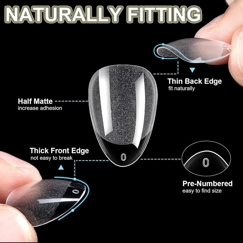 BlueZOO Soft Gel Nail Tips Set - 600 Pcs Clear Acrylic for Manicure & DIY Art | 15 Sizes, Full Cover