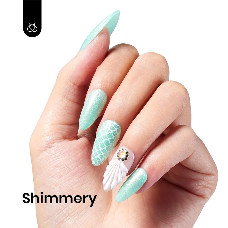 Beetles Mint Green Gel Polish - 15ml Spring Glitter Nail Polish with Mermaid Turquoise Shimmer