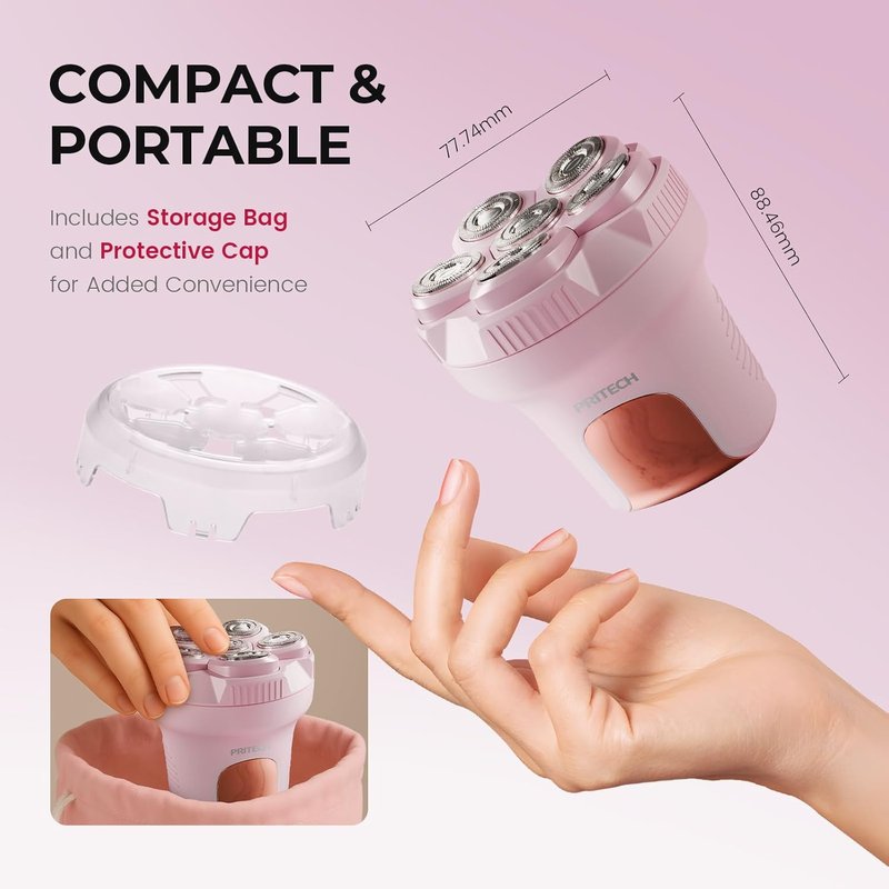 Electric Razors for Women - Easy-Clean Waterproof Body Shaver & Bikini Trimmer | Portable Pink Hair Remover for Legs, Face & Underarms