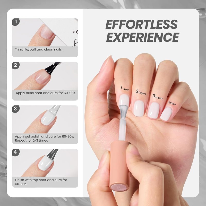 Beetles Milky White Gel Nail Polish - 15ml Sheer Translucent Neutral Jelly Base for DIY Manicure | Perfect for French Nail Art