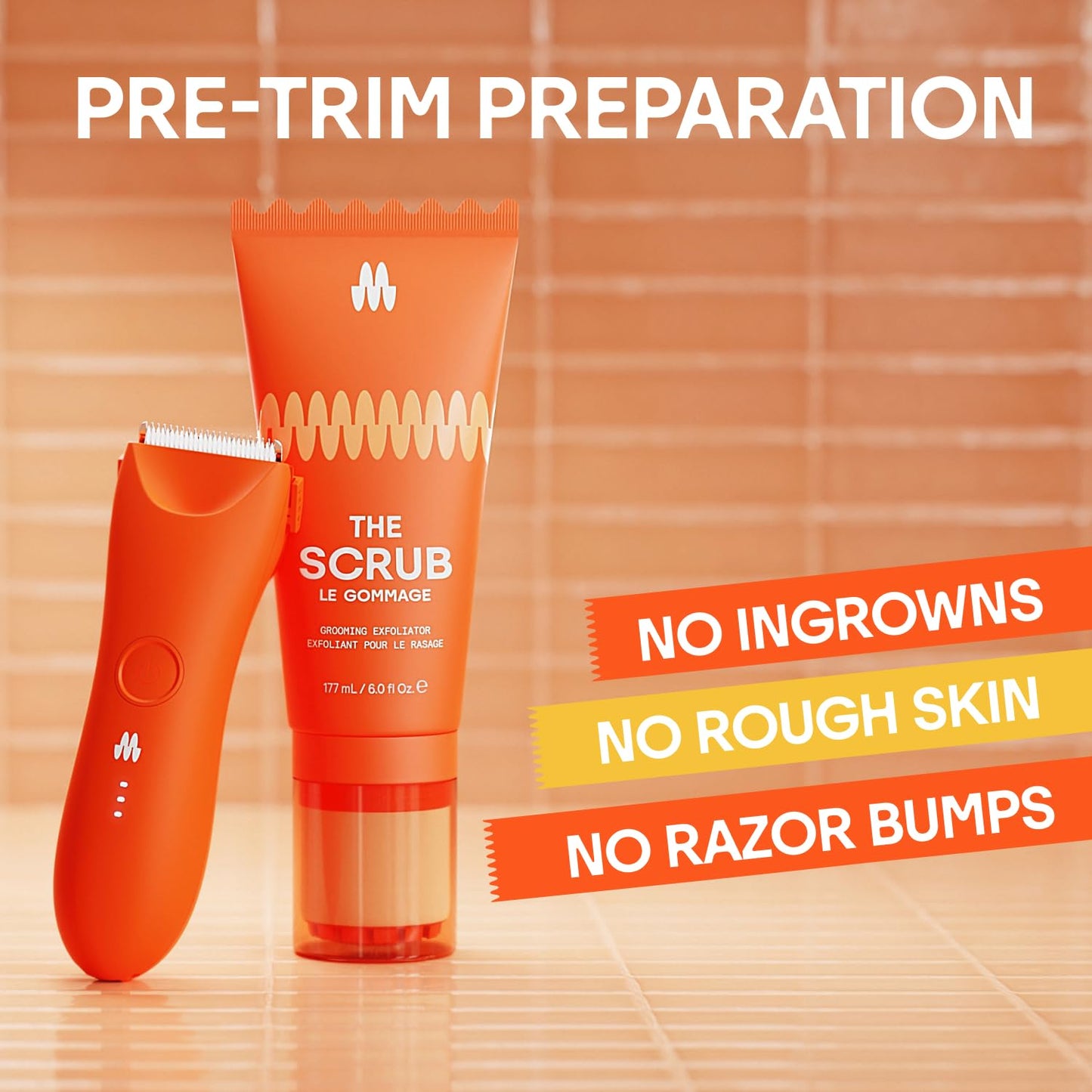 Meridian Pre-Grooming Exfoliator Scrub + Hydrating Gel for Intimate Areas & Sensitive Skin, Ideal for Pubic, Bikini & Armpit Areas, Reduce Skin Irritation, Ingrown Hairs & Bumps