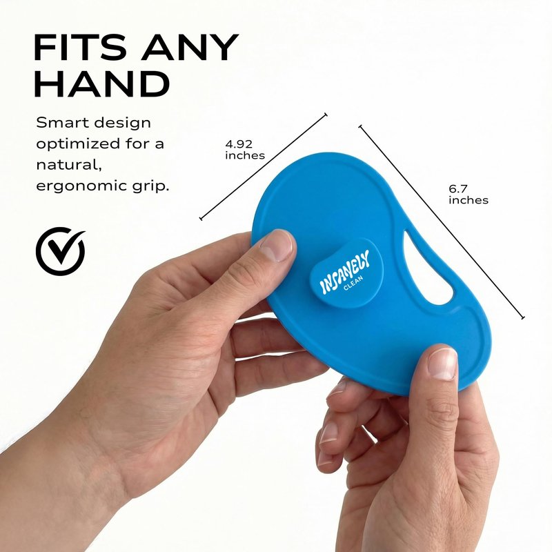 Insanely Clean Silicone Body Scrubber for Men, Premium Exfoliating Shower Scrubber with Soft Silicone Bristles, Hygienic Loofah Alternative, Non-Slip Grip, for All Skin Types