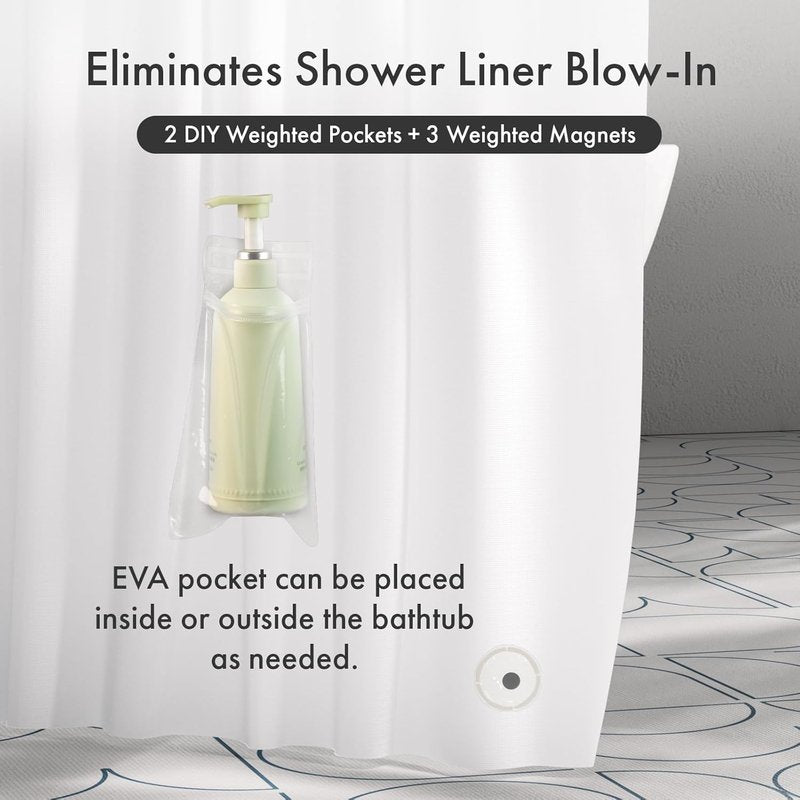 AmazerBath Shower Curtain Liner - Waterproof White Plastic with 2 Weighted Pockets | 72x72 Inches