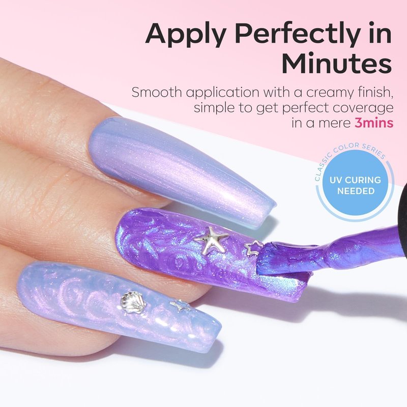 modelones Pearl Gel Nail Polish Set, 6 Colors Ocean Shimmer White Hot Pink Purple Blue Green Mermaid Glitter Gel Polish Soak Off Nail Drawing Swirl Shell Thread Effect DIY Gift