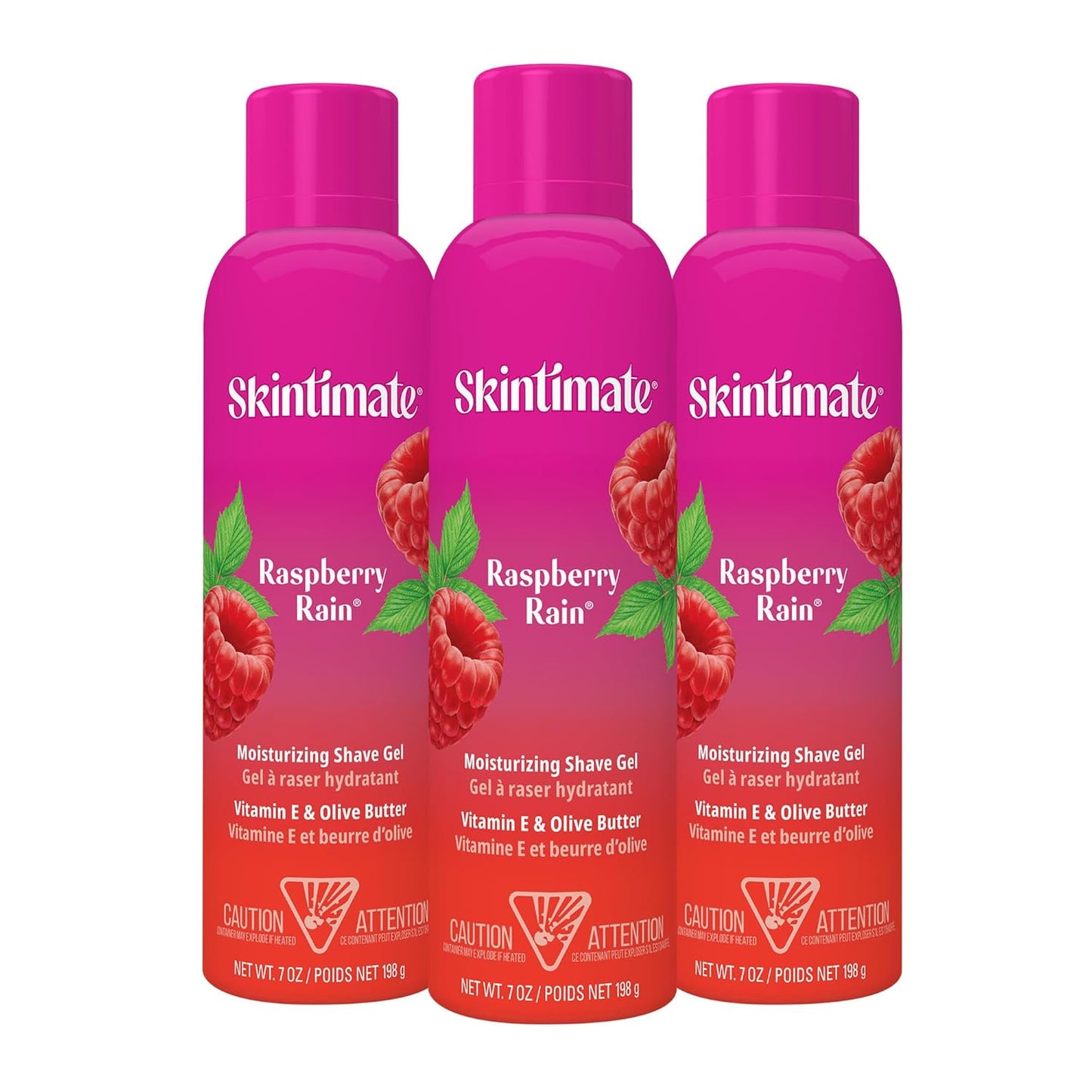 Skintimate Raspberry Rain Shave Gel for Women - 3 Pack | Moisturizing Shaving Cream, 7oz Each