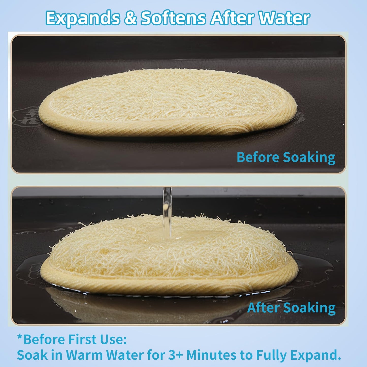 Exfoliating Loofah Sponge Pads - Natural Luffa & Terry Cloth, Body Scrubbers for Shower & Bath Mooerca (4Pack)