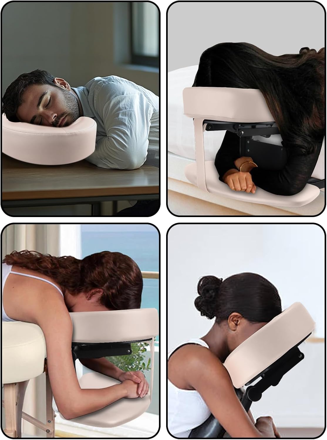 TOROKOM Adjustable Headrest Face Pillow Cradle & Face Cushion Support Bracket, Headrest Face Cushion Face Pillow, Salon Home Mattress Massage Kit (Cream)