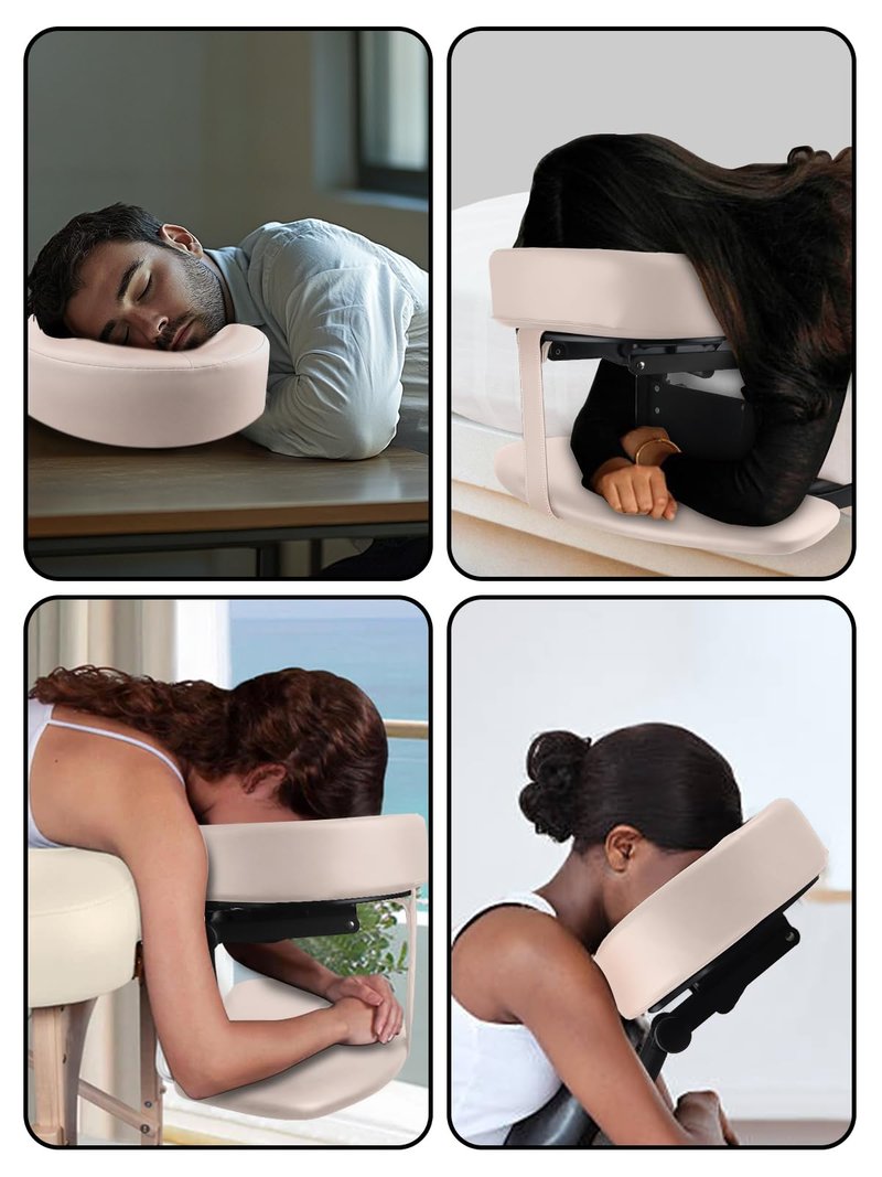 EBANKU Mattress Top Massage Kit, Adjustable Headrest Face Cradle Cushion, Face Down Pillow with Massage Table Armrests for Your Bed at Home (Square Black)