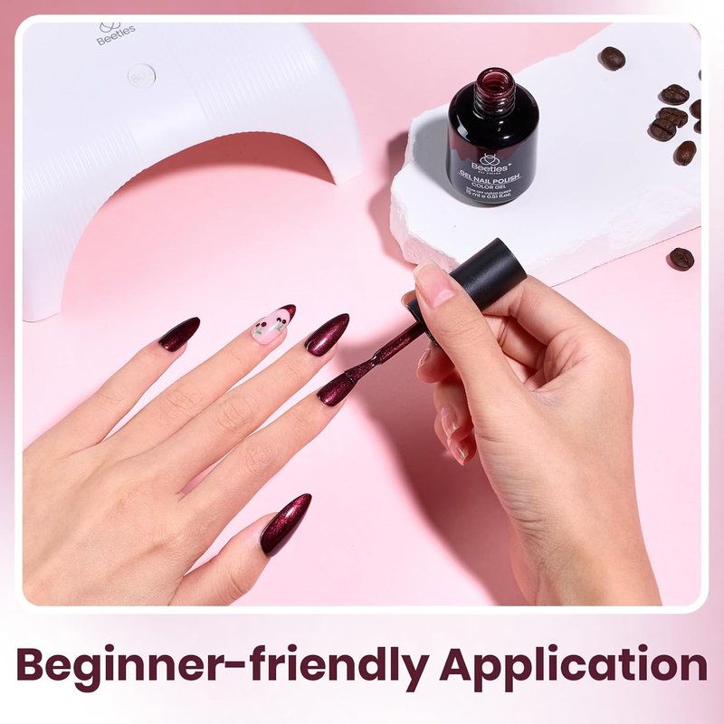 Beetles Burgundy Glitter Gel Polish - Cherry Mocha Red Wine Color, 15ML Soak Off UV LED for Nail Art