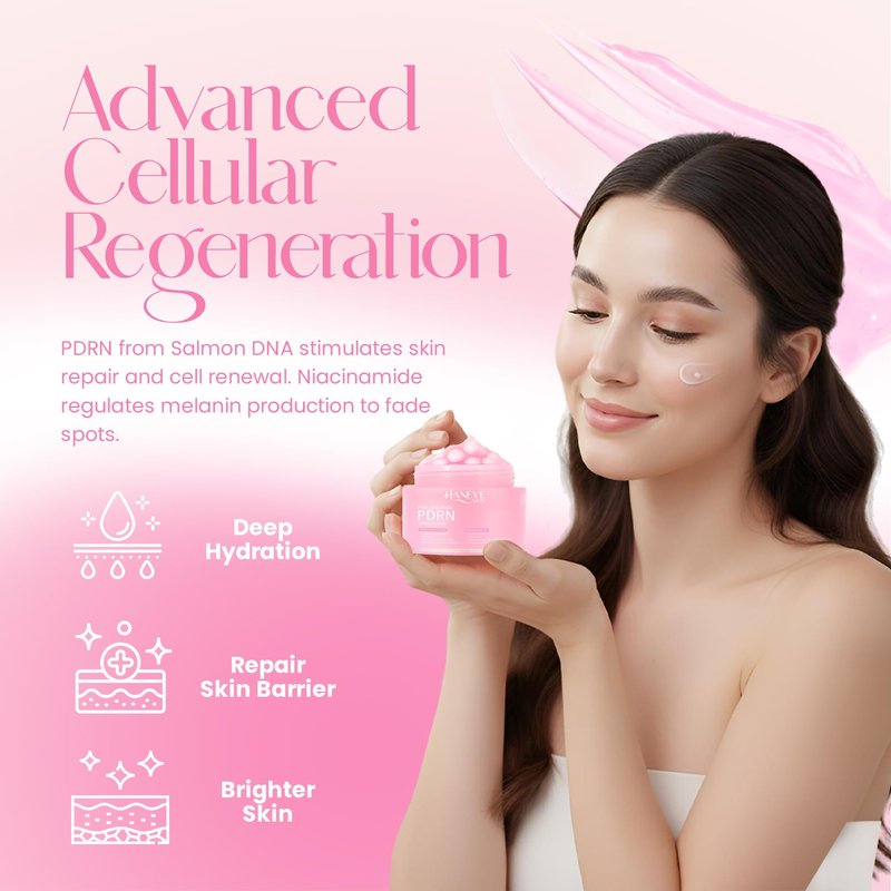 Haneve Skin Pink Collagen PDRN Capsule Cream – Hydrating & Radiance-Boosting Face Moisturizer with PDRN (Sodium DNA), Niacinamide 5% & Collagen Capsules – 60g / 2 oz
