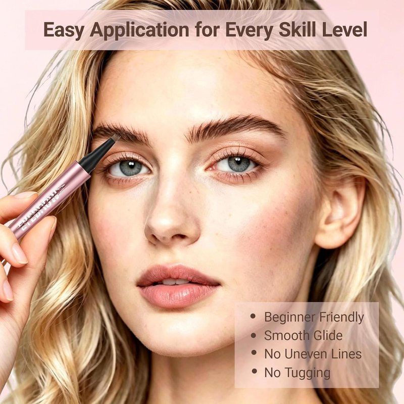 Eyebrow Pencil - Micro-Fork 4-Tip Design for Natural Hair-Like Strokes | Smudge-Proof, 02# Brown