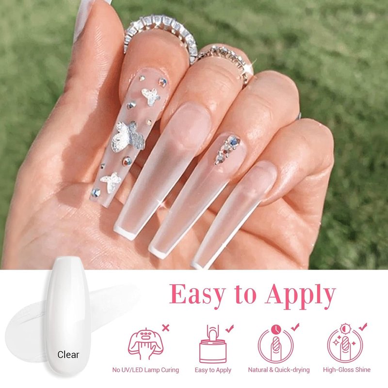 AzureBeauty Nail Repair Kit Transparent Crystal for Broken Cracked Split Weak Nails, Ideal Solution Emergency Easy Quick Fix Dip Powder 28 g 1 Oz Quick-Drying Repair Glue 10 ml Nail File Nail Buffer