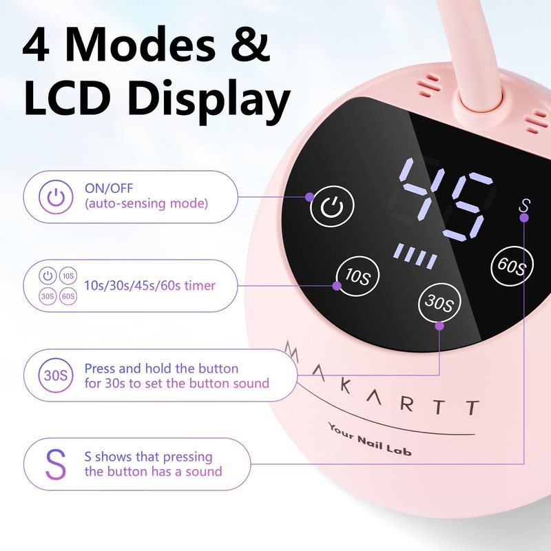 Makartt UV LED Nail Lamp - Gooseneck UV Light for Gel Nails Cherie Cordless USB 39mW/cm² Gel Lamp with 4 Times & Auto Sensor Professional Fast Flash Curing Polish Nail Art