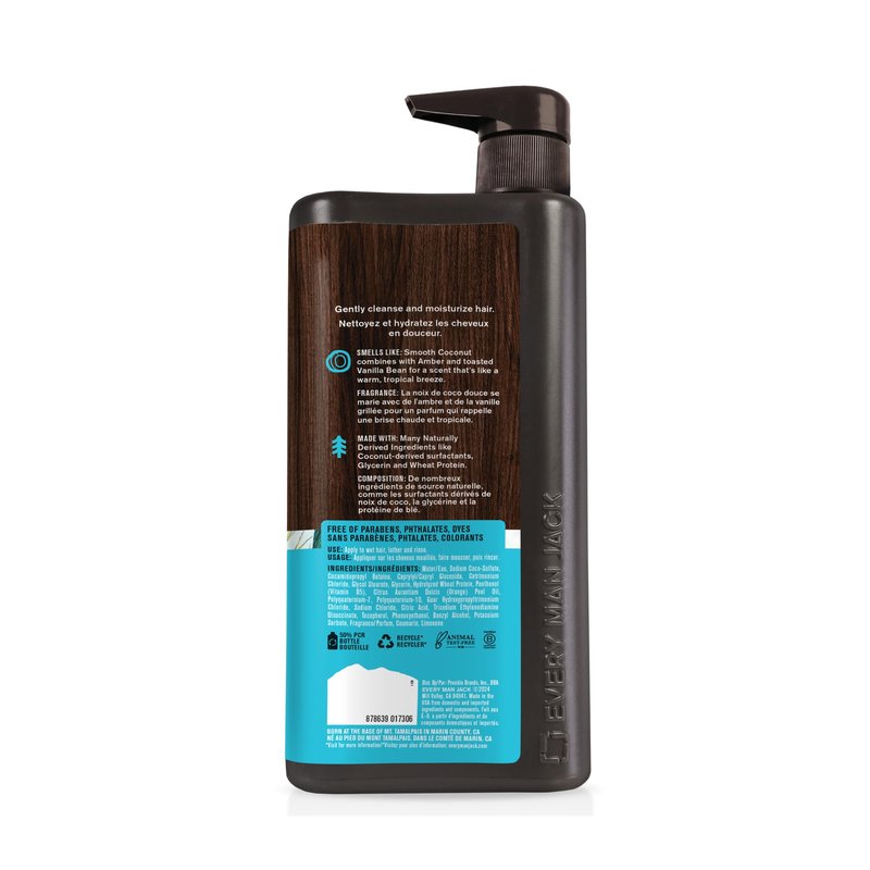 Every Man Jack 2-in-1 Daily Shampoo + Conditioner - Coconut & Driftwood | Nourishing For All Hair Types, Naturally Derived, Cruelty-Free Shampoo and Conditioner Set for Men | 24oz - 1 Bottle