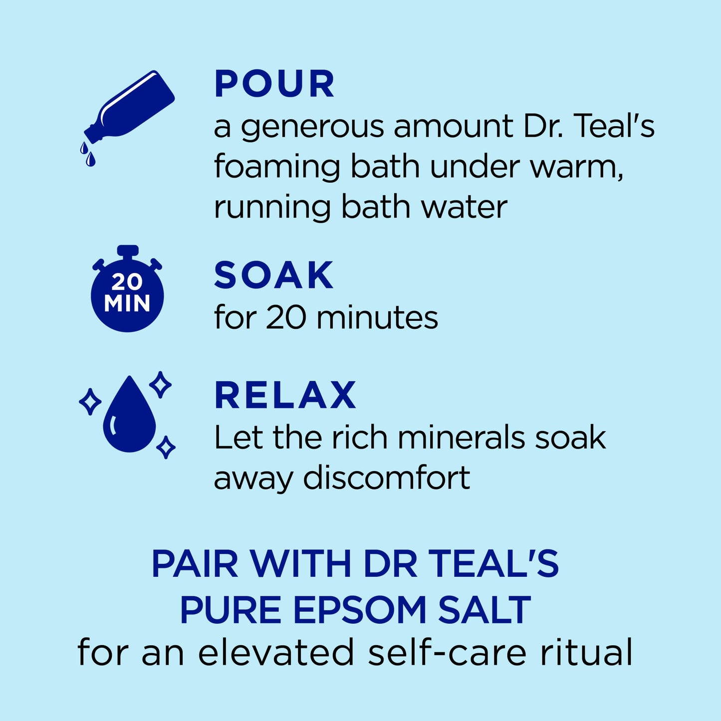 Dr Teal's Foaming Bath with Pure Epsom Salt, Restorative Minerals with Magnesium, Potassium, Zinc & Essential Oils, 62.5 fl oz